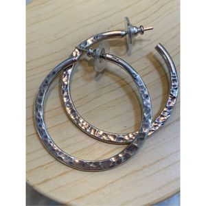 .925 Sterling Silver Hammered Hoop Earrings #classic